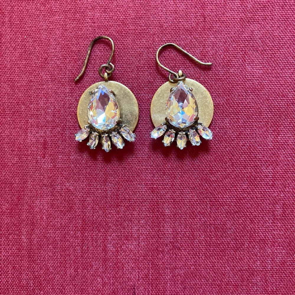 Boho Style Brass and Crystal Earrings